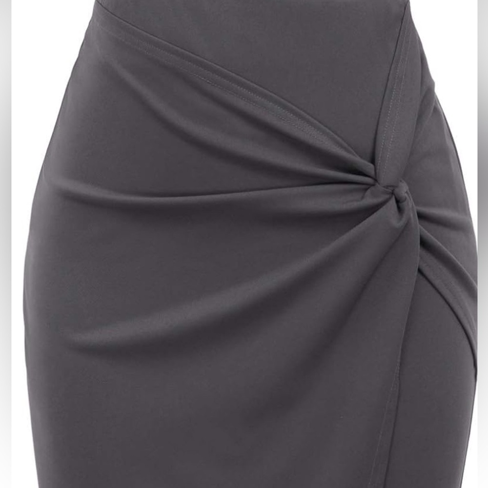 Elegant Dark Grey Silk Like Women's Pencil Skirt by Kate Kasin size Large NWT